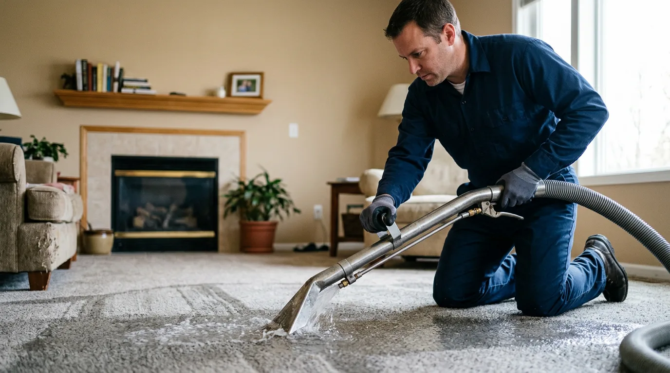 Water damage restoration technician working near Dexter, KY